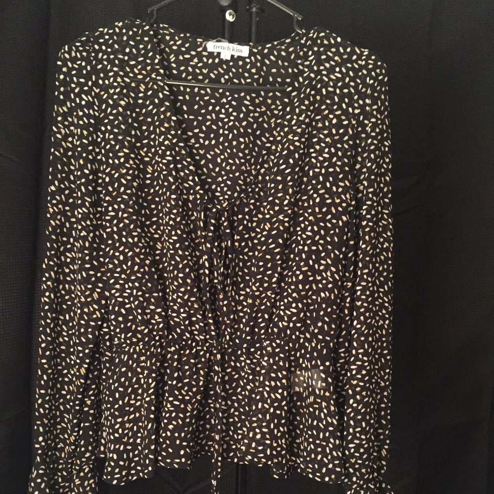 Black Top With White & Tan Dots